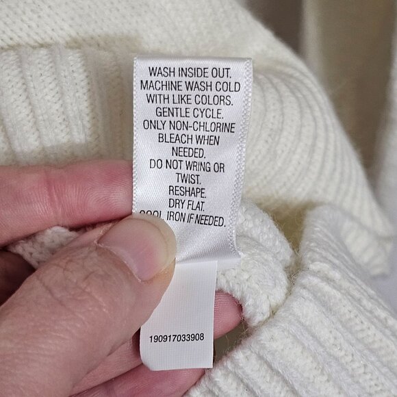 Croft & Barrow Womens Large Cream Sweater Cardinal Embroidery Sequins Holiday - Picture 6 of 8